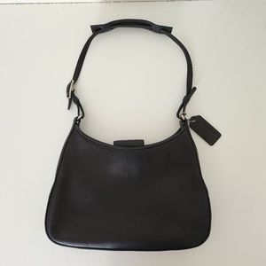 (Pre-owned) VINTAGE Coach Black Leather Demi Hobo Shoulder Bag